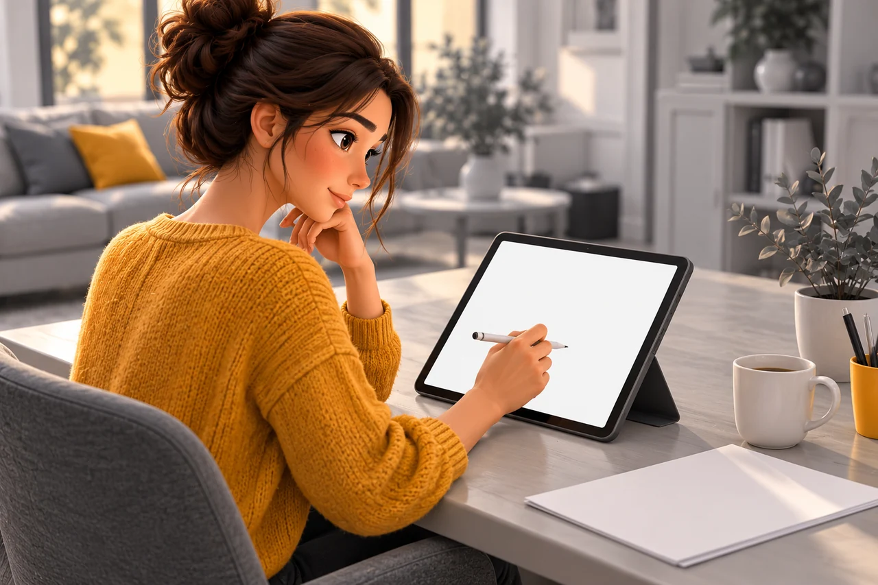 Une personne relit un document sur tablette avant de signer.