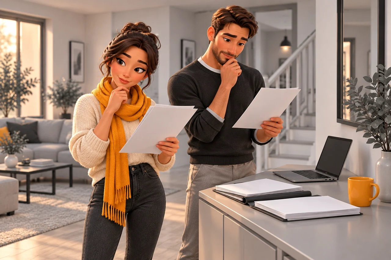 Deux coemprunteurs examinent les informations correspondant à leur situation.